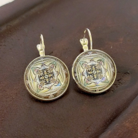 Allergy-Safe Mandala Cross Earrings - Picture 3 of 5